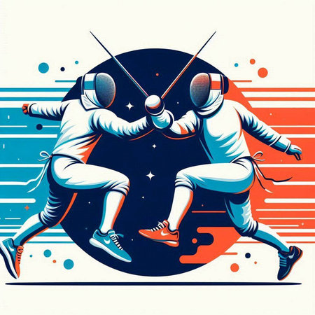 Fencing. Vector illustration in retro style for poster, card, banner