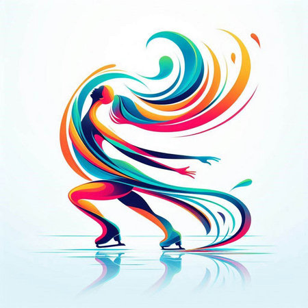 Figure skater, abstract colorful background, vector illustration eps10のイラスト素材