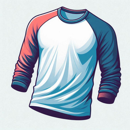 Vector illustration of a t-shirt with a long sleeve and a hoodのイラスト素材