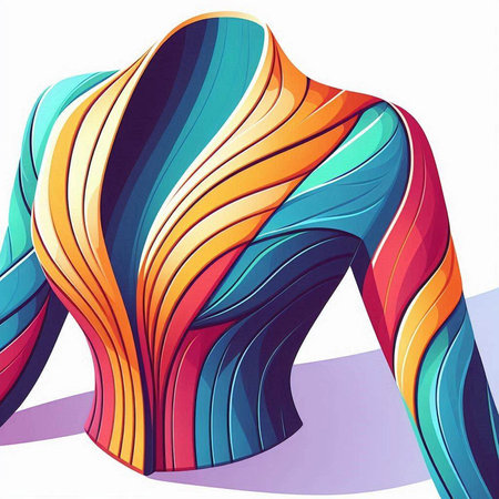 Colorful abstract hand-drawn illustration of a woman's figure.のイラスト素材
