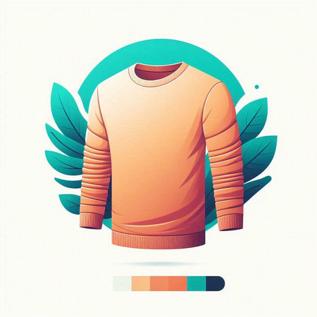 Vector illustration of a sweater on a white background with leaves and buttonsのイラスト素材