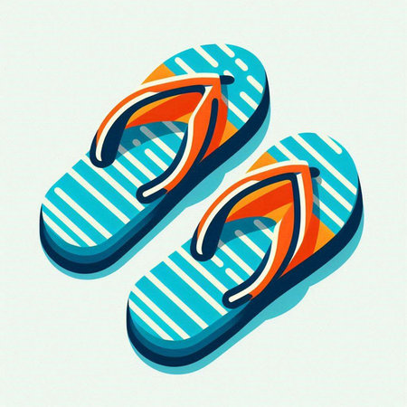 Flip flops isolated on white background. Vector isometric illustration.のイラスト素材