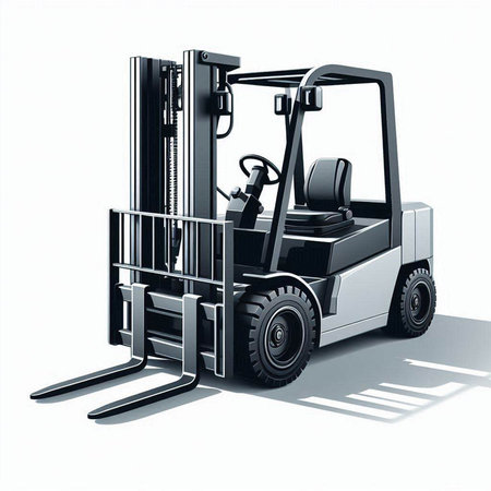 Forklift loader isolated on white background. 3D rendering.のイラスト素材