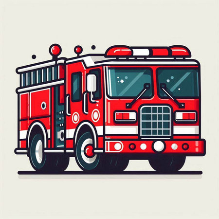 Fire engine. Vector illustration of a fire engine on a white background.