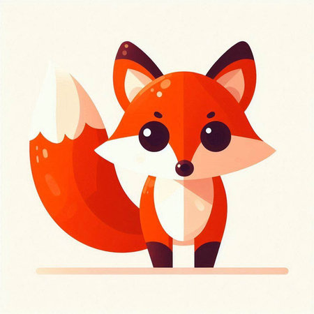 Cute cartoon fox. Vector illustration of a little red fox.のイラスト素材