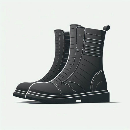 Vector illustration of a pair of black leather boots on a white backgroundのイラスト素材