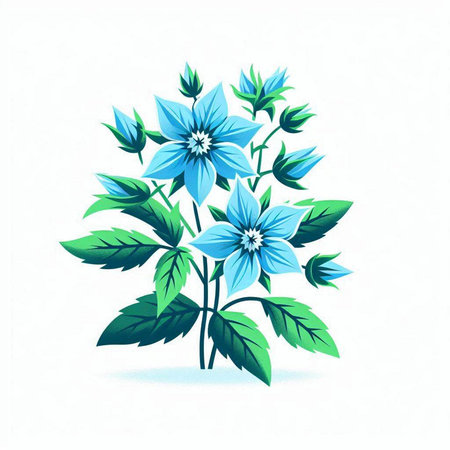 Bouquet of blue flowers on white background. Vector illustration.のイラスト素材