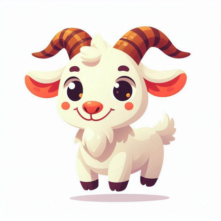 Cute cartoon goat. Vector illustration isolated on a white background.のイラスト素材