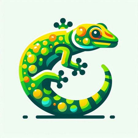 Gecko vector illustration. Gecko isolated on white background. Colorful lizard icon.のイラスト素材