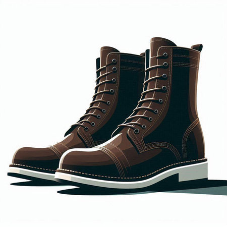 Vector illustration of a pair of brown boots isolated on white background.