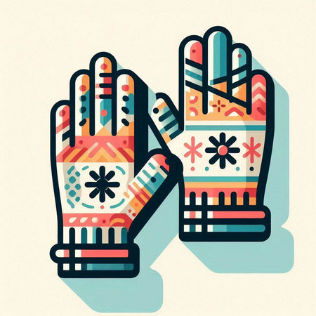 Winter gloves. Vector illustration in flat style. Hand drawn illustration.のイラスト素材