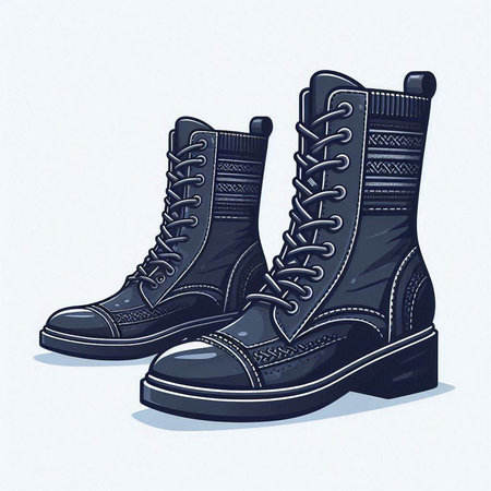 Illustration of a pair of black women's boots on a white background