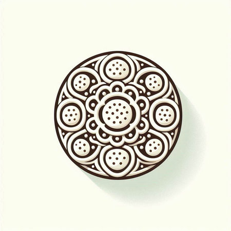 Illustration of a round patterned button on a white background.のイラスト素材