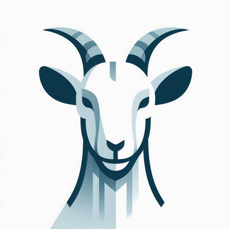 Goat head on a white background with reflection, vector illustration.のイラスト素材
