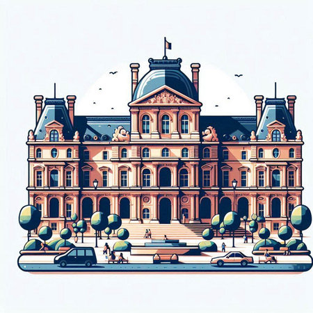 Stockholm, Sweden. City hall building. Vector illustration. Vintage style.のイラスト素材
