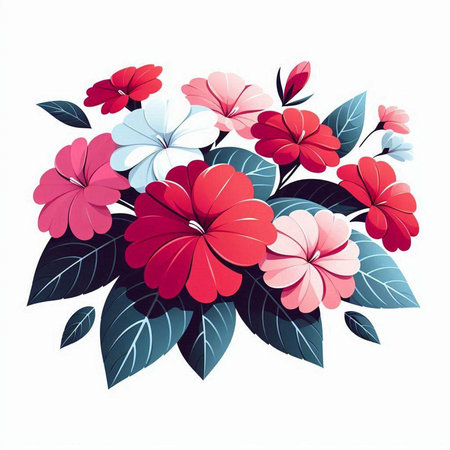 Flower bouquet with hibiscus, vector illustration.のイラスト素材