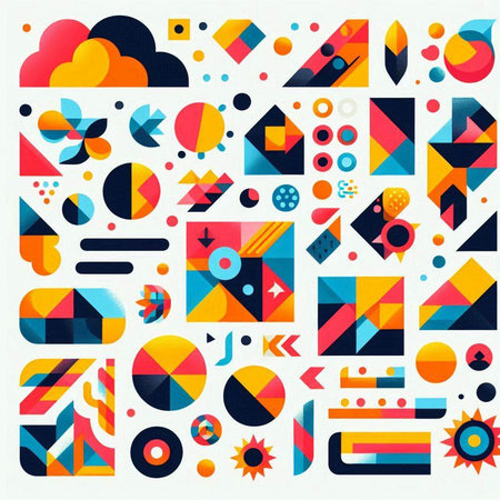 Abstract geometric pattern with colorful elements. Vector illustration in flat style.のイラスト素材
