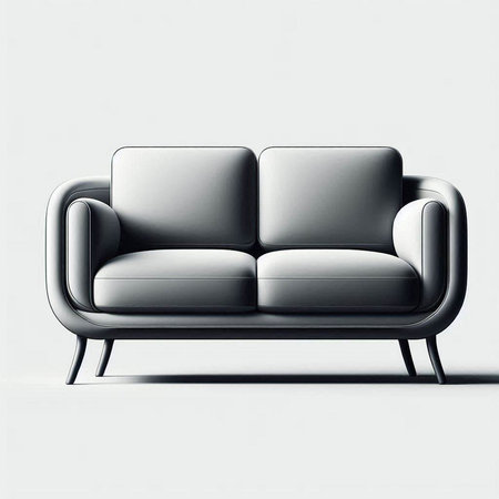 Black leather sofa isolated on white background. 3d render illustration.のイラスト素材