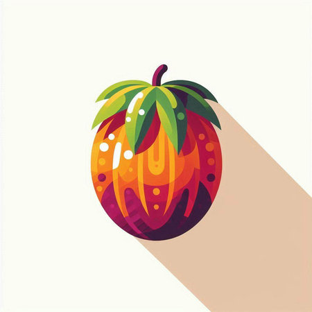 Fruit icon, vector illustration. Flat design style with long shadowのイラスト素材