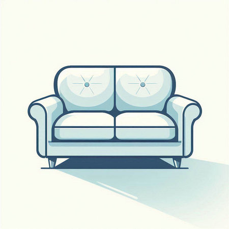 Sofa in retro style on white background. Vector illustration.のイラスト素材