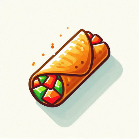 Illustration of a roll of burrito on a white background.のイラスト素材