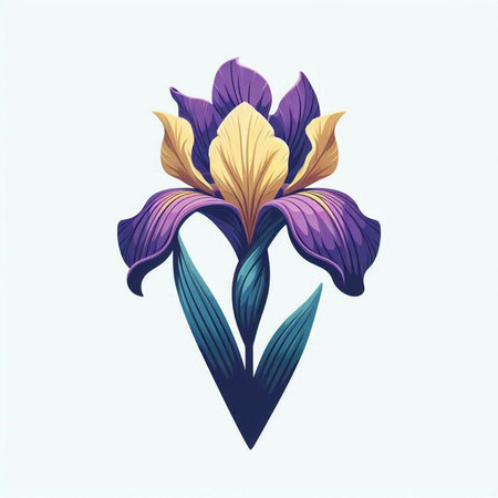 Iris flower in a heart shape on a white background. Vector illustration.のイラスト素材