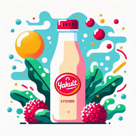 Lemonade in bottle with lollipops. Vector illustrationのイラスト素材