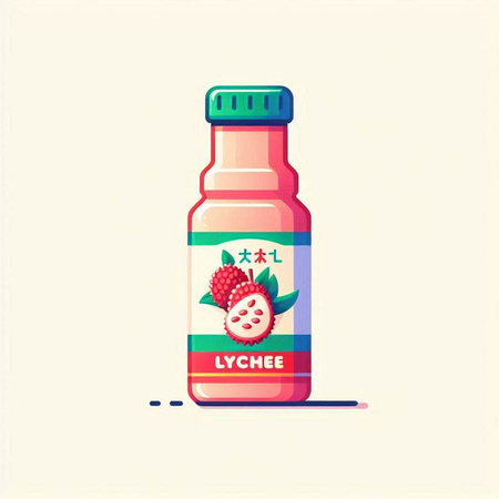 Strawberry juice in a bottle. Vector illustration in flat styleのイラスト素材