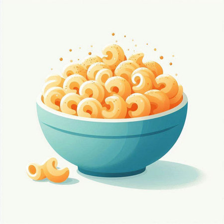 Bowl of macaroni. Illustration on white background.のイラスト素材