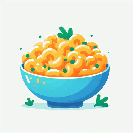 Illustration of a bowl of macaroni. Vector illustration.のイラスト素材
