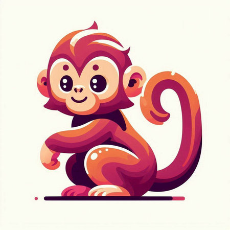 Cute cartoon monkey isolated on a white background. Vector illustration.のイラスト素材