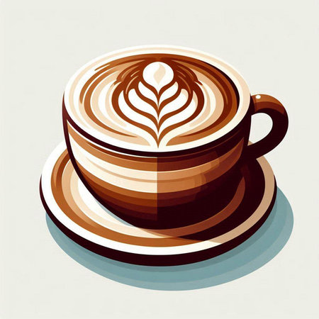 Coffee cup with latte art. Vector illustration. Eps 10のイラスト素材