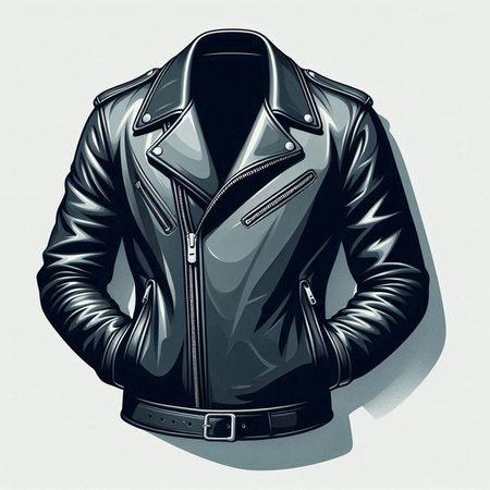 Men's leather jacket on a white background. Vector illustration. EPS 10.のイラスト素材
