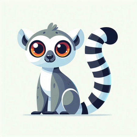 Cute cartoon lemur. Vector illustration in a flat style.