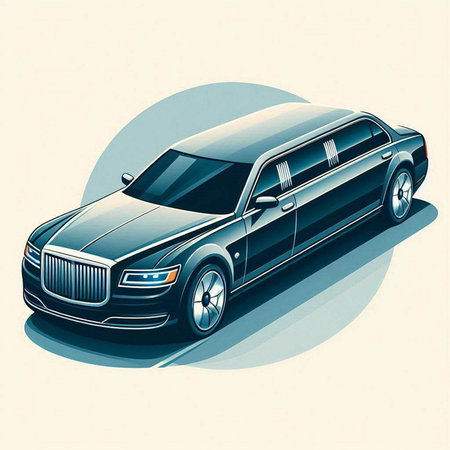 Illustration of a luxury limousine on a white background.のイラスト素材