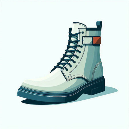 Vector illustration of a white man's boot on a white background.のイラスト素材