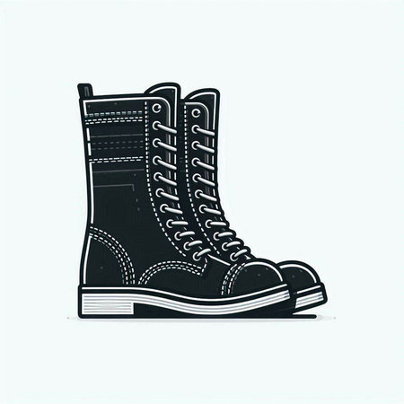 Hiking boots. Vintage hand drawn vector illustration in retro style.