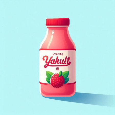 strawberry juice in a bottle on a blue background. vector illustrationのイラスト素材