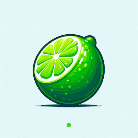 Lime fruit icon. Vector illustration of a fresh lime with drops of water.