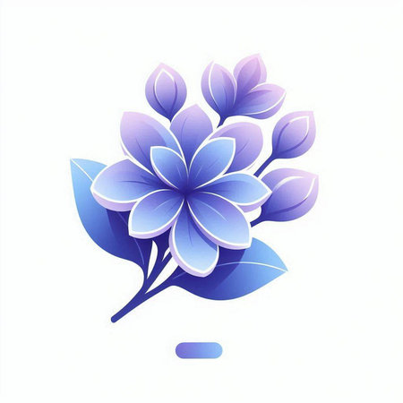 Illustration of blue flower icon on white background. Vector illustration.のイラスト素材