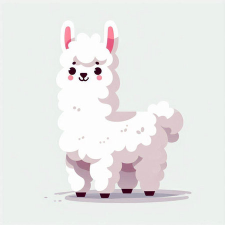Cute alpaca cartoon vector illustration. Cute llama character.のイラスト素材