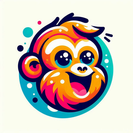 Vector illustration of a funny cartoon monkey face. Isolated on white background.のイラスト素材