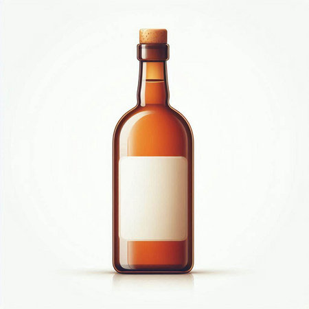 Bottle of wine with blank label on white background. Vector illustration.のイラスト素材