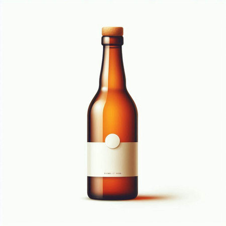 Bottle of beer with label isolated on white background. Vector illustration.のイラスト素材