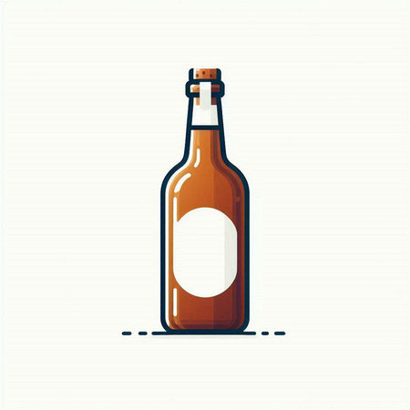 Beer bottle. Vector illustration in flat style. Isolated on white background.のイラスト素材