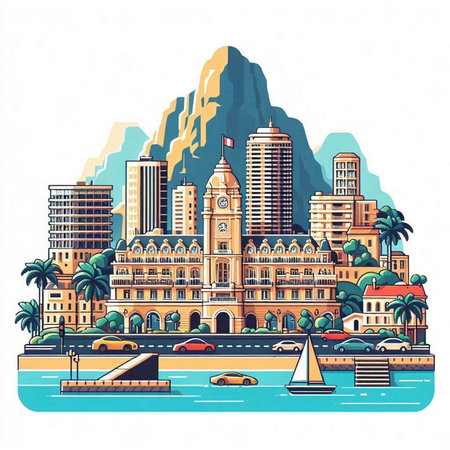 Sydney, Australia cityscape with skyscrapers. Vector illustration.のイラスト素材