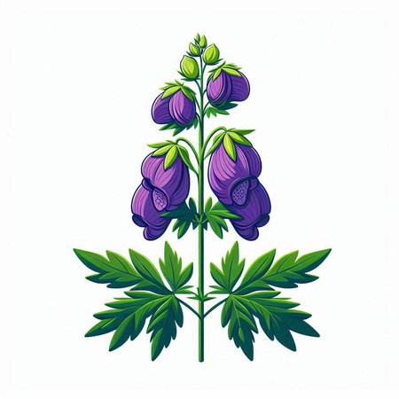 Illustration of purple foxglove isolated on a white background.のイラスト素材
