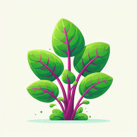 Vector illustration of a green leafy plant on a white background.のイラスト素材