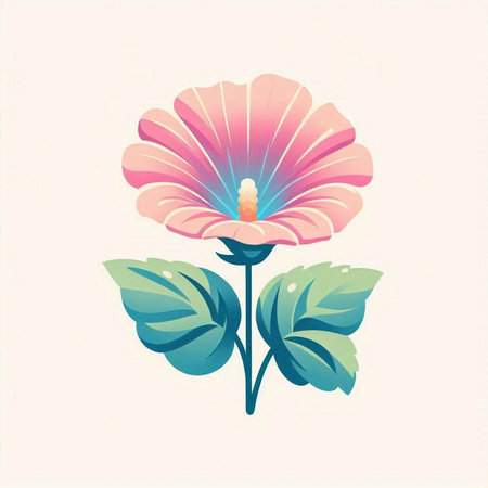 Flower in retro style on a light background. Vector illustration.のイラスト素材