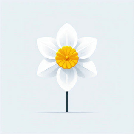 White narcissus flower isolated on blue background. Vector Illustration.のイラスト素材